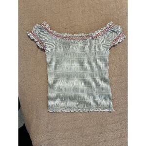 Maeve Blue and White Striped Top from Anthropologie